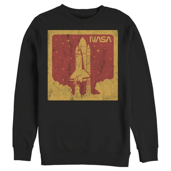 Men's NASA Red And Orange Rocket Launch Poster  Sweatshirt Black Small