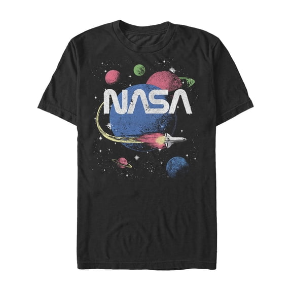 Men's NASA Retro Planet Road Trip Graphic Tee Black 5X Large