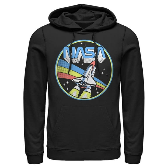Men's NASA Retro Pop Circle Portrait Logo  Pull Over Hoodie Black X Large