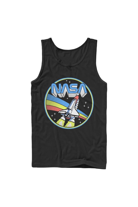 Men's NASA Retro Pop Circle Portrait Logo  Tank Top Black Medium