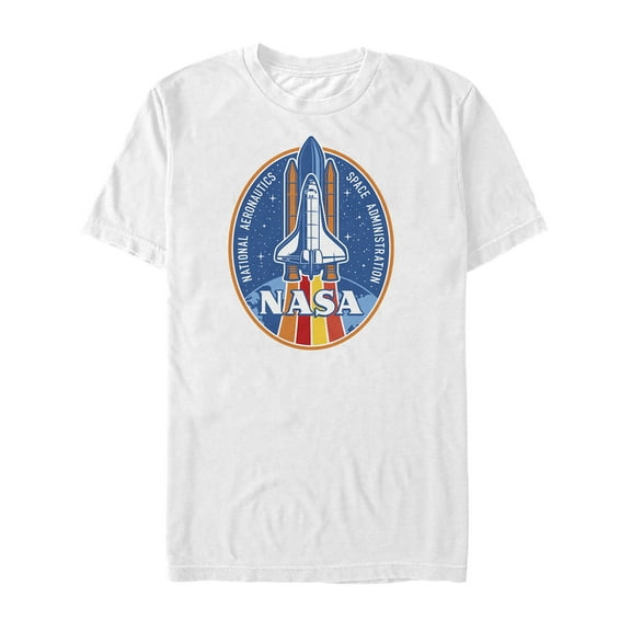 Men's NASA Retro Rocket Emblem  Graphic Tee White 3X Large