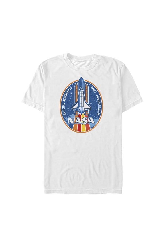 Men's NASA Retro Rocket Emblem  Graphic Tee White 3X Large