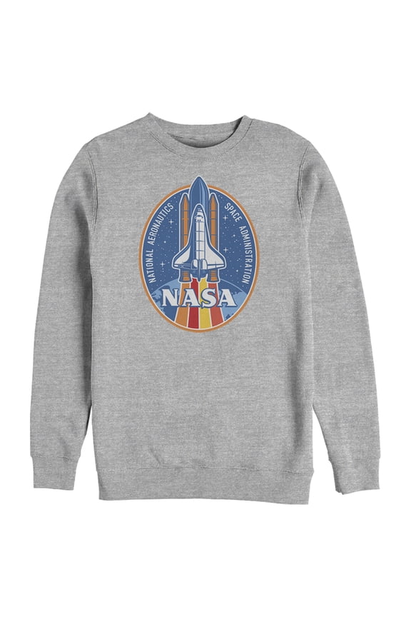 Men's NASA Retro Rocket Emblem Sweatshirt Athletic Heather Large