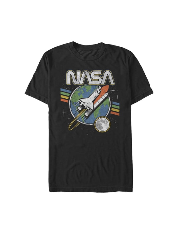 Men's NASA Retro Rocket Launch Graphic Tee Black Large