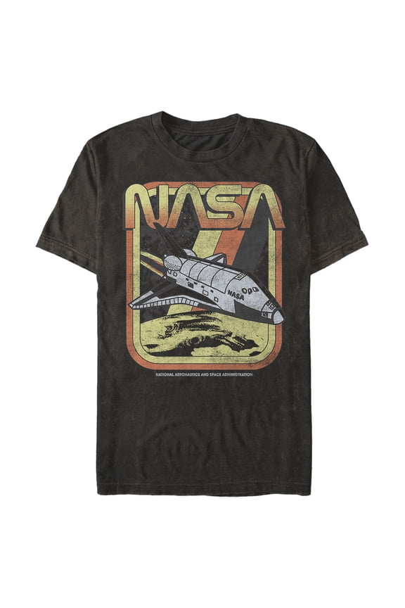 Men's NASA Retro Rocket Poster Graphic Tee Black Large