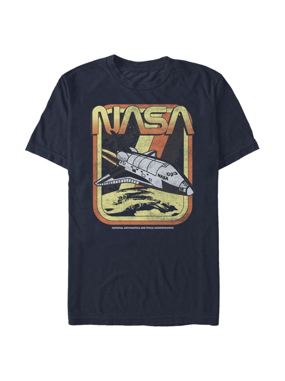 Men's NASA Retro Rocket Poster Graphic Tee Navy Blue Large