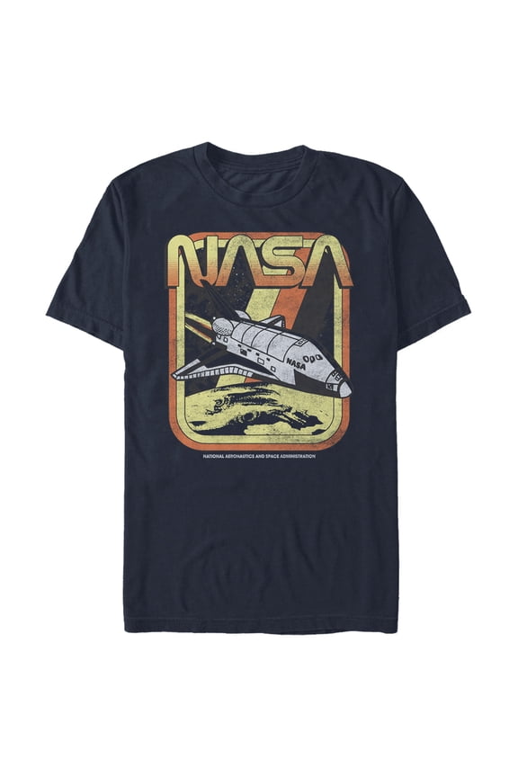 Men's NASA Retro Rocket Poster Graphic Tee Navy Blue Small