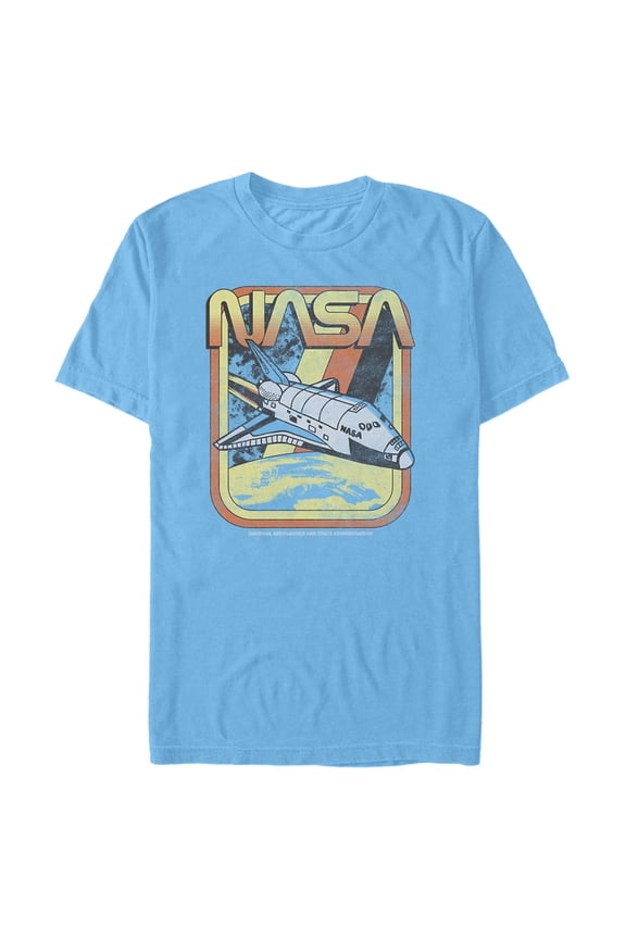 Men's NASA Retro Rocket Poster Graphic Tee Turquoise Small