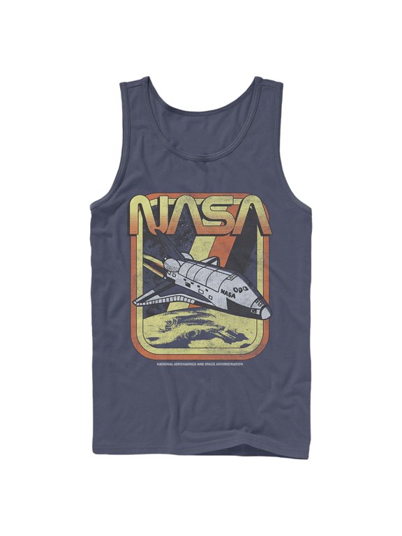 Men's NASA Retro Rocket Poster Tank Top Navy Blue 2X Large