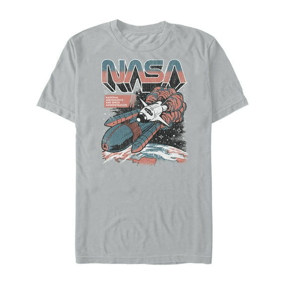 Men's NASA Retro Space Journey  Graphic Tee Silver X Large