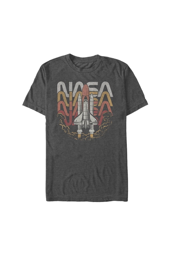 Men's NASA Rocket Launch Repeat Graphic Tee Charcoal Heather 3X Large