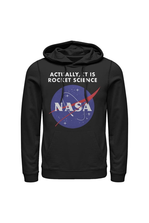 Men's NASA Rocket Science Logo  Pull Over Hoodie Black Large