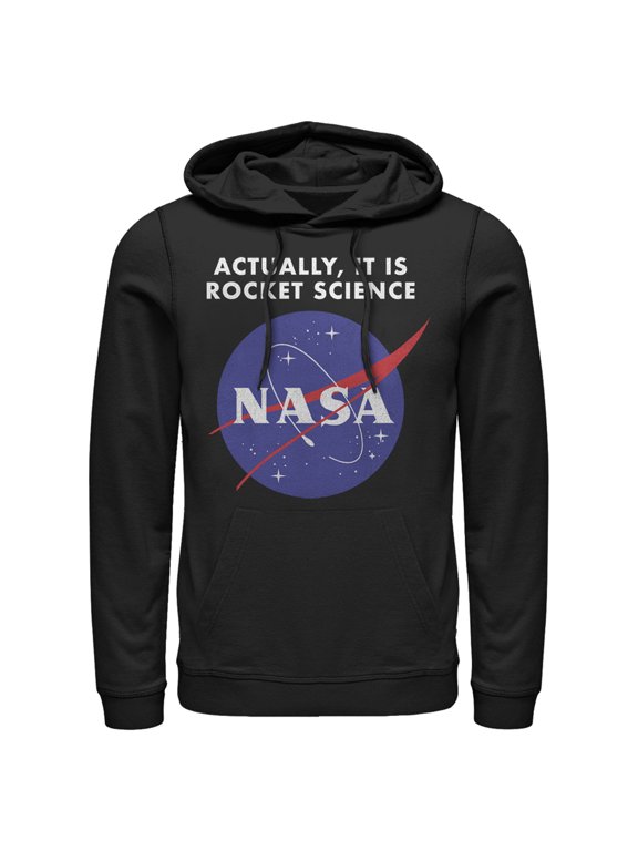 Men's NASA Rocket Science Logo Pull Over Hoodie Black Medium