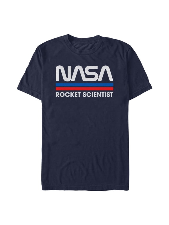 Men's NASA Rocket Scientist Vintage Striped Logo Graphic T-Shirt