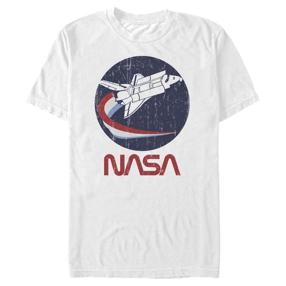 Men's NASA Shuttle Three Color Swoosh Circle  Graphic Tee White 3X Large