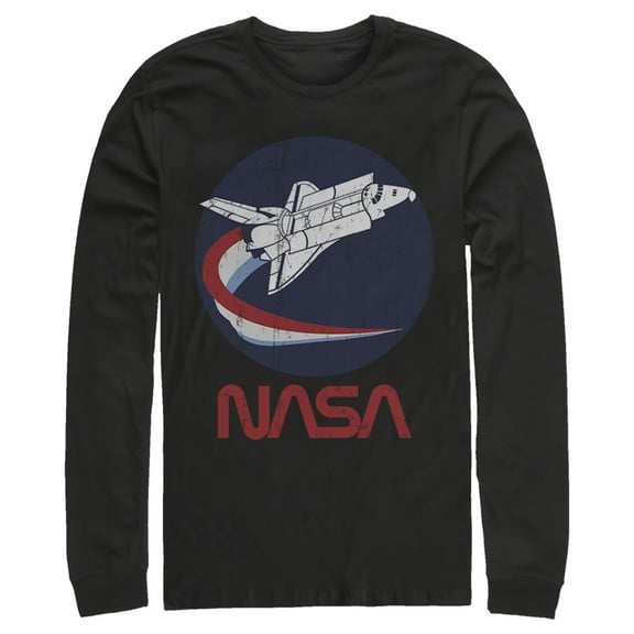 Men's NASA Shuttle Three Color Swoosh Circle  Long Sleeve Shirt Black Large
