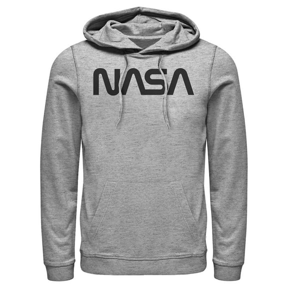 Men's NASA Simple Black Logo Pull Over Hoodie Athletic Heather Small