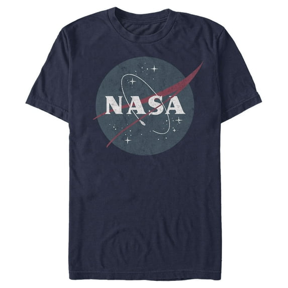 Men's NASA Simple Vintage Logo  Graphic Tee Navy Blue Large