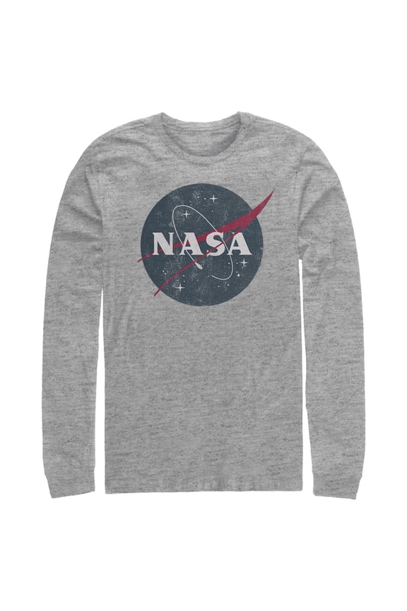 Men's NASA Simple Vintage Logo Long Sleeve Shirt Athletic Heather Small