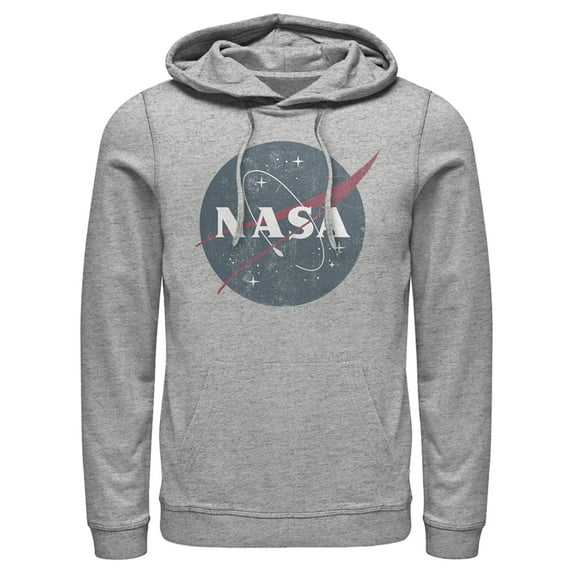 Men's NASA Simple Vintage Logo  Pull Over Hoodie Athletic Heather Large