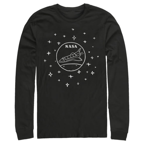 Men's NASA Sleek Star Rocket Long Sleeve Shirt Black 2X Large