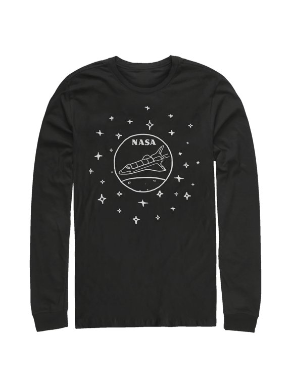 Men's NASA Sleek Star Rocket Long Sleeve Shirt Black X Large
