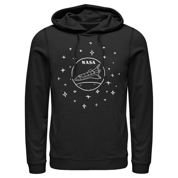 Men's NASA Sleek Star Rocket  Pull Over Hoodie Black 2X Large
