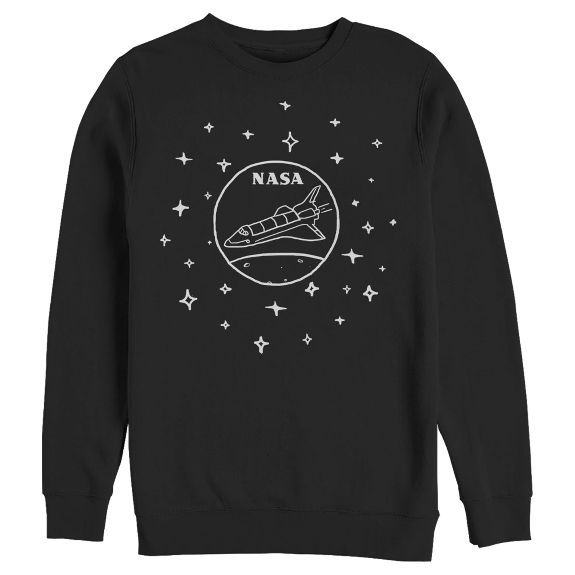 Men s NASA Sleek Star Rocket Sweatshirt Black X Large