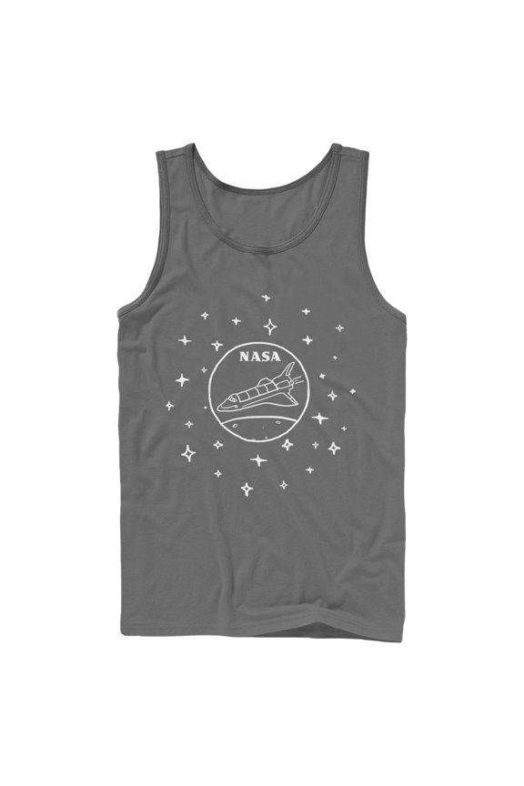 Men's NASA Sleek Star Rocket  Tank Top Charcoal Small