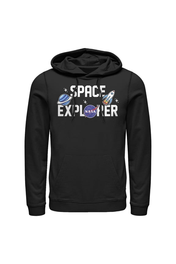 Men's NASA Space Explorer Pull Over Hoodie Black X Large