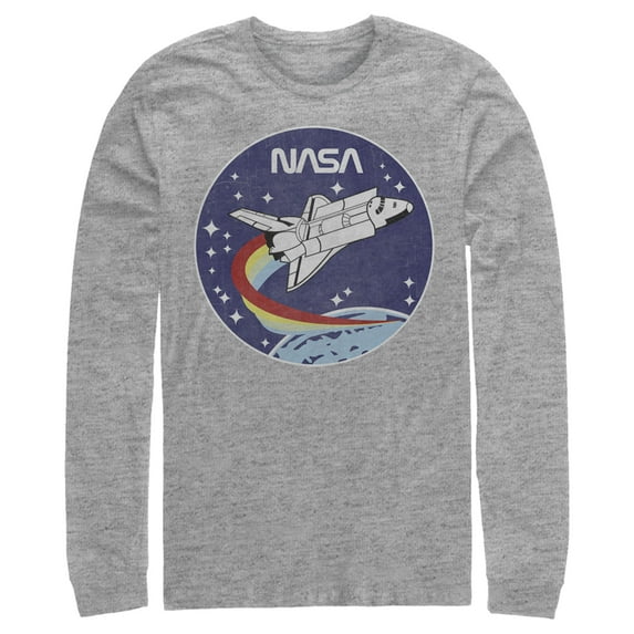 Men's NASA Space Rocket Long Sleeve Shirt Athletic Heather Small