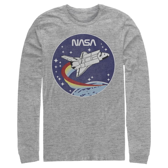 Men's NASA Space Rocket  Long Sleeve Shirt Athletic Heather X Large