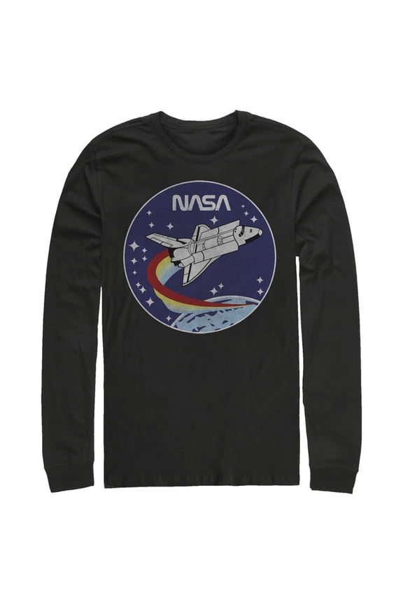 Men's NASA Space Rocket Long Sleeve Shirt Black Large