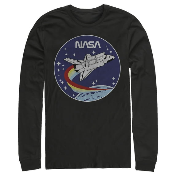 Men's NASA Space Rocket Long Sleeve Shirt Black X Large