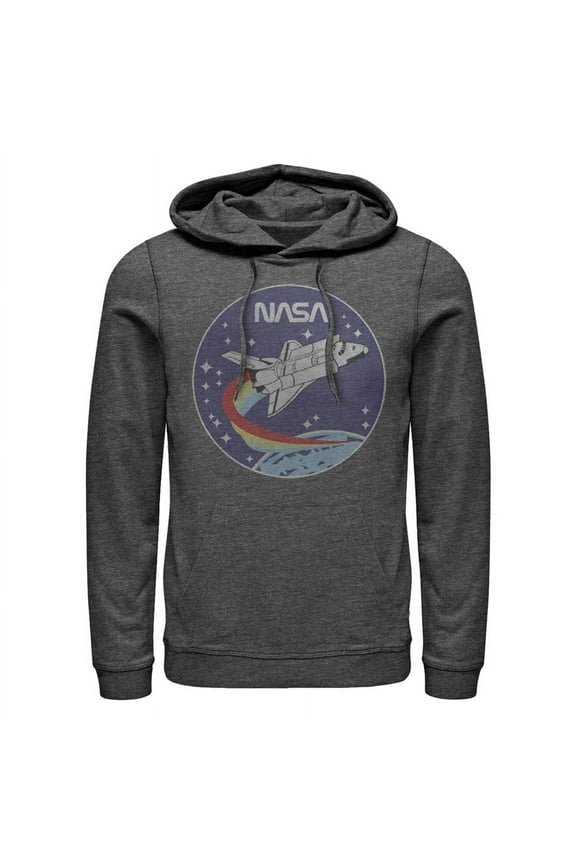 Men's NASA Space Rocket  Pull Over Hoodie Charcoal Heather Small