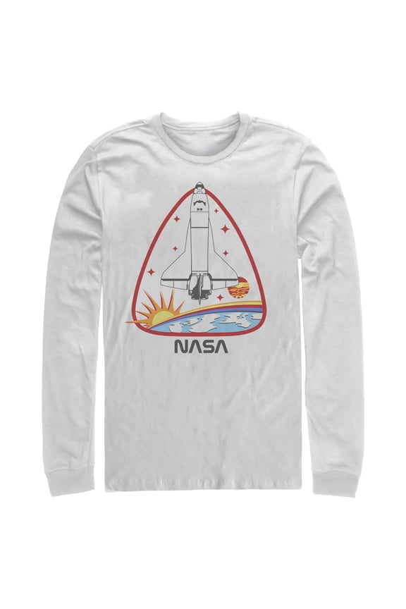 Men's NASA Space Shuttle Crest  Long Sleeve Shirt White 2X Large