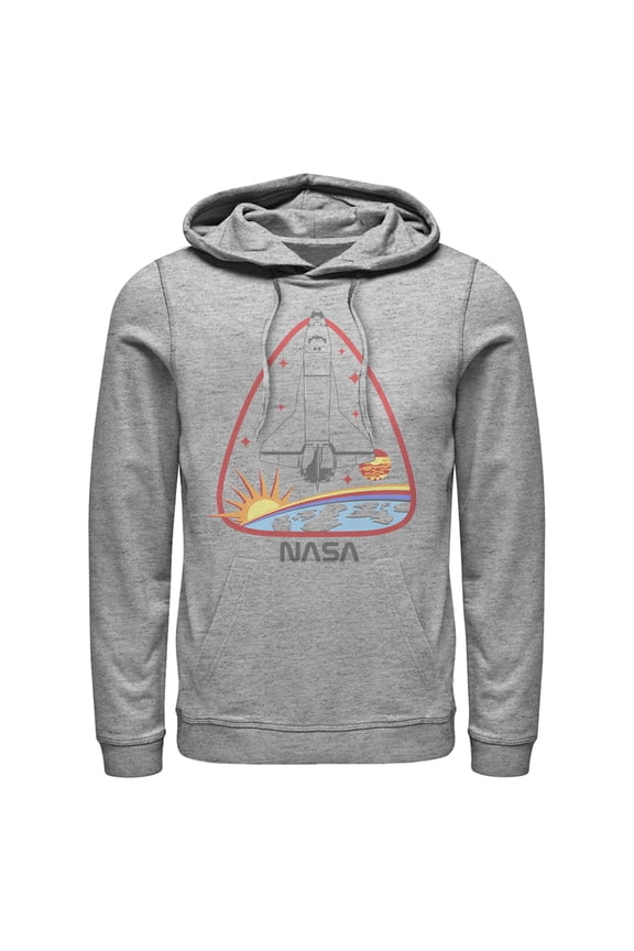 Men's NASA Space Shuttle Crest  Pull Over Hoodie Athletic Heather Large