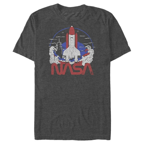 Men's NASA Space Shuttle Lift Off Logo  Graphic Tee Charcoal Heather X Large