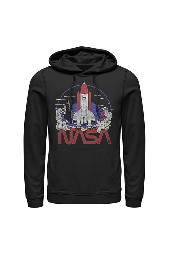 Men's NASA Space Shuttle Lift Off Logo Pull Over Hoodie Black 3X Large