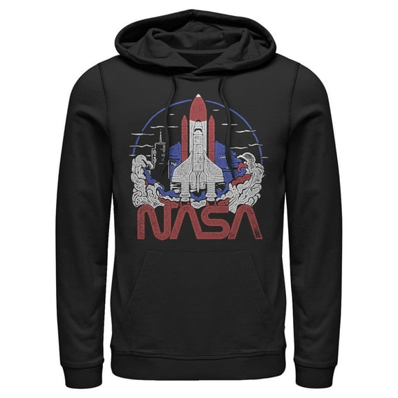 Men's NASA Space Shuttle Lift Off Logo Pull Over Hoodie Black Small