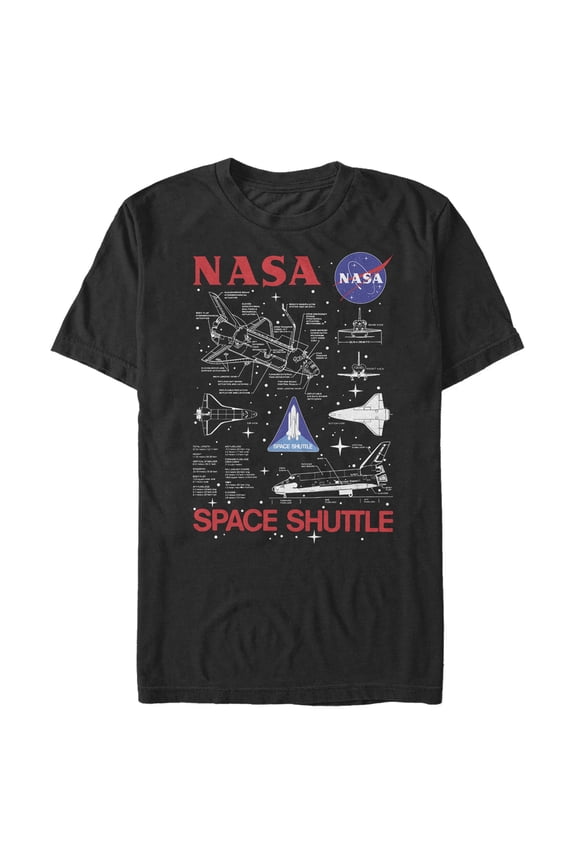 Men's NASA Space Shuttle Schematic Details Graphic Tee Black X Large