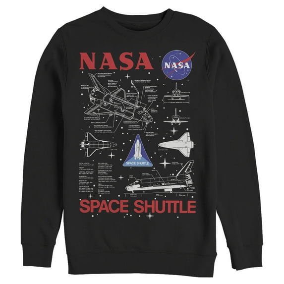 Men's NASA Space Shuttle Schematic Details Sweatshirt Black Small