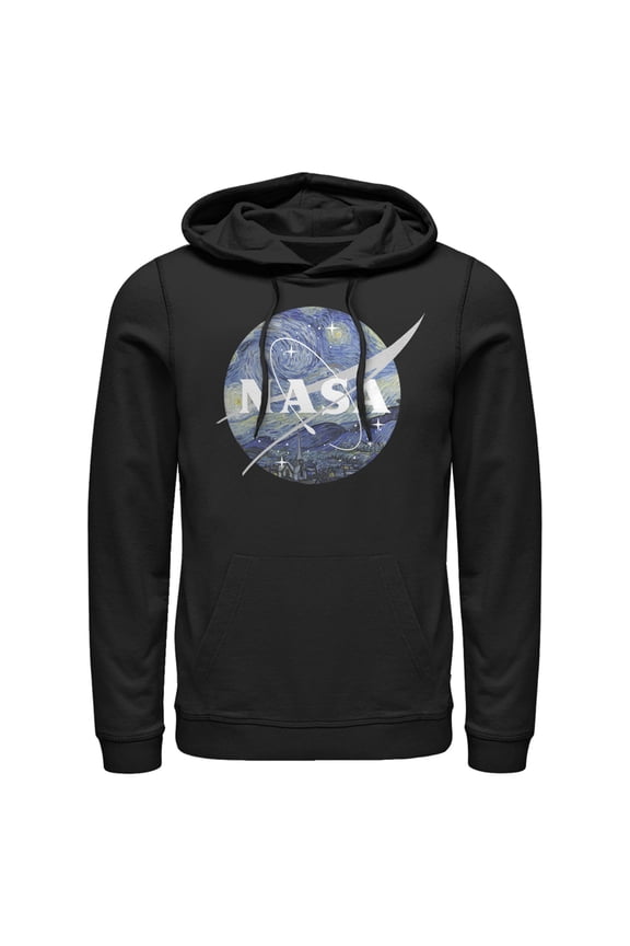 Men's NASA Starry Night Logo Pull Over Hoodie Black Medium