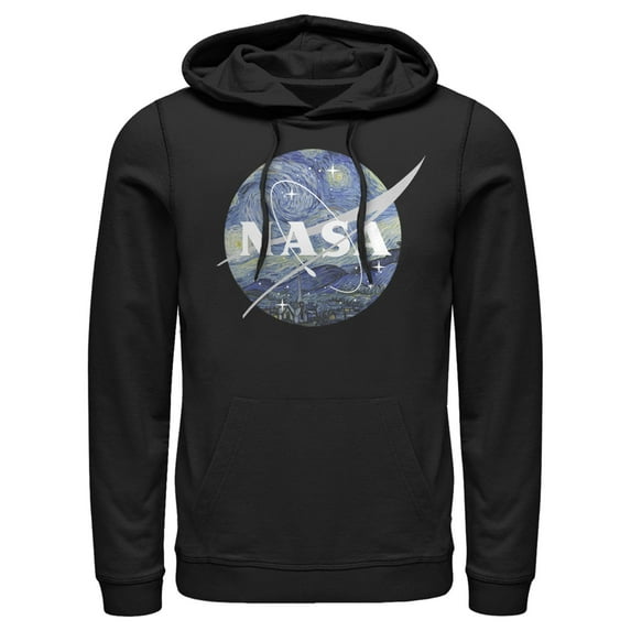 Men's NASA Starry Night Logo Pull Over Hoodie Black Small