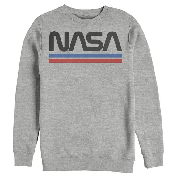 Men's NASA Stripe Minimal Logo Vintage Sweatshirt Athletic Heather 2X Large