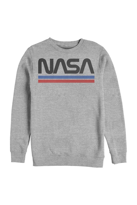 Men's NASA Stripe Minimal Logo Vintage Sweatshirt Athletic Heather 2X Large