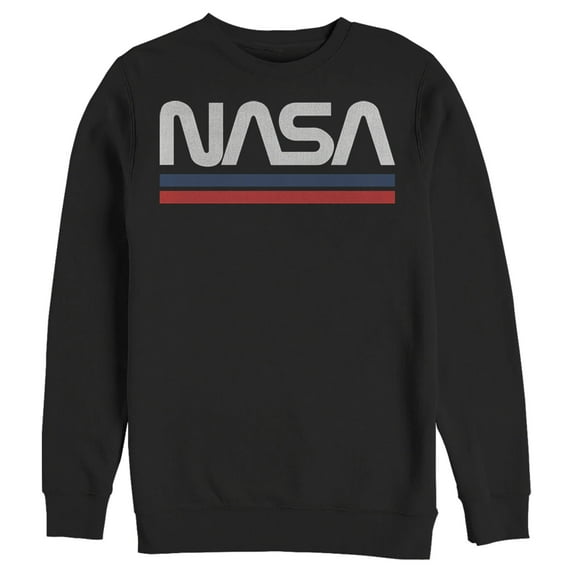 Men's NASA Stripe Minimal Logo Vintage Sweatshirt Black Large