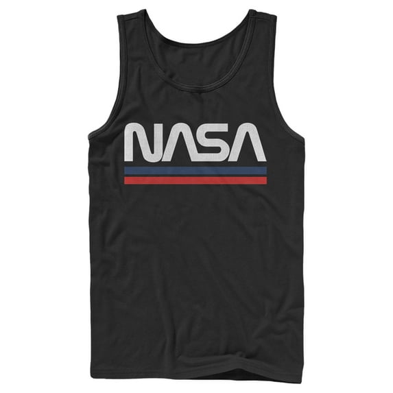 Men's NASA Stripe Minimal Logo Vintage Tank Top Black Medium