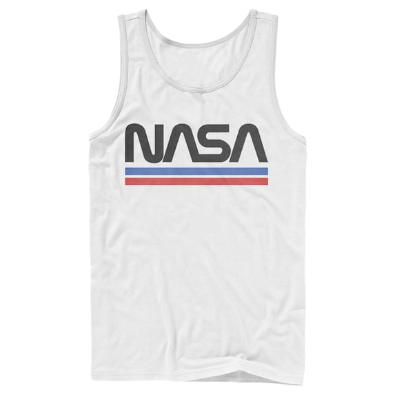 Men's NASA Stripe Minimal Logo Vintage Tank Top White Medium