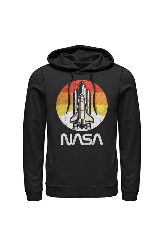 Men's NASA Sunset Retro Launch  Pull Over Hoodie Black 3X Large